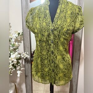 Express Green Snake Print Blouse